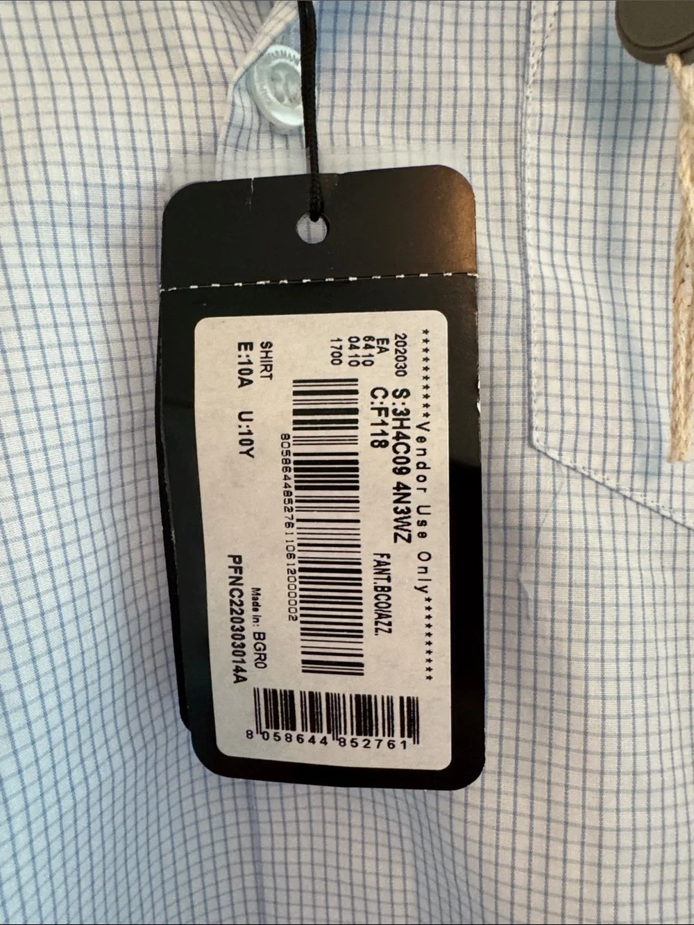 Emporio Armani Light Blue Micro-Checked Dress Shirt